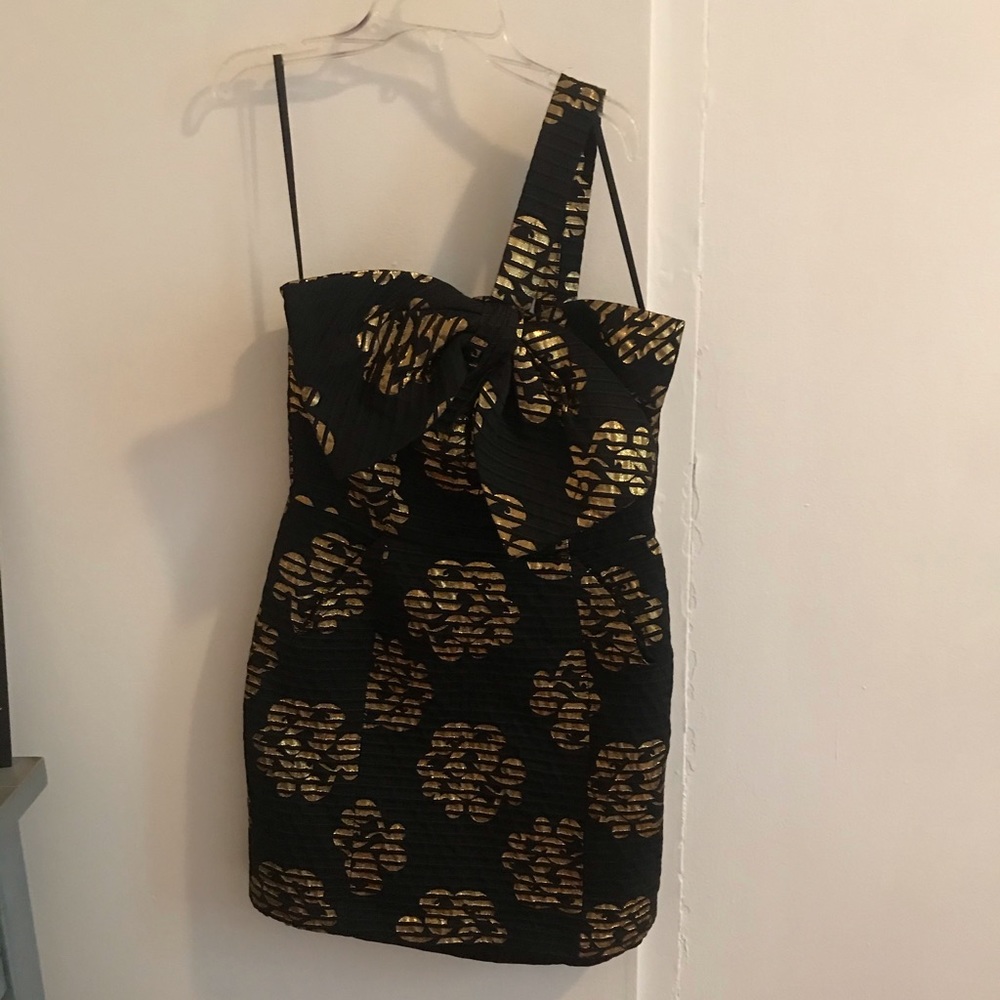 Milly black and gold bow dress